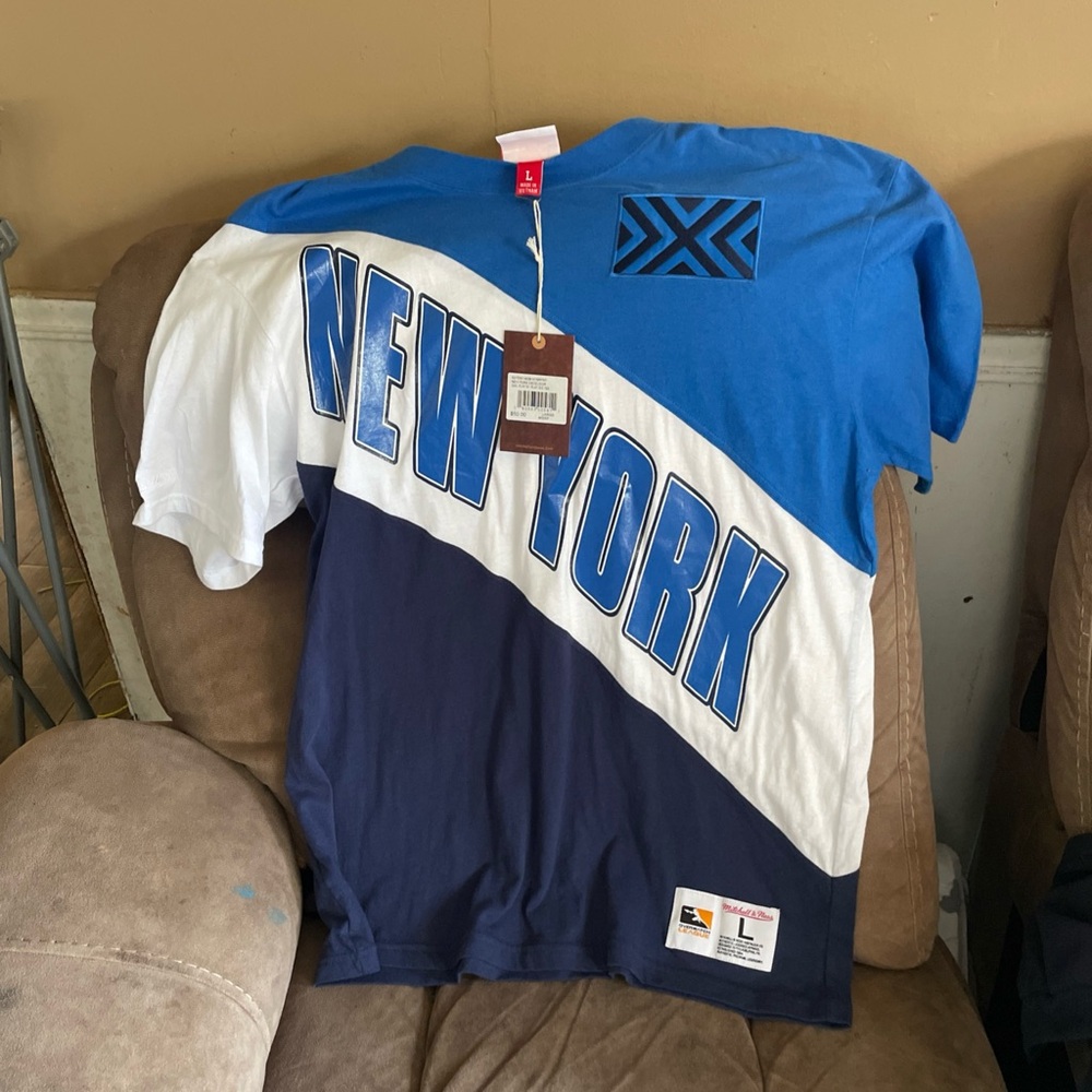 Mitchell & Ness New York Block Crew Tee - Blue/White/Navy